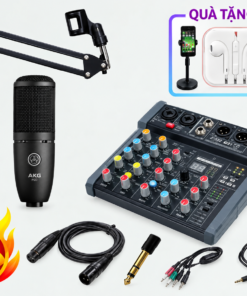 Trọn Bộ Combo Livestream & Thu Âm Đỉnh Cao: Sound Card HOSSK S06 Kết Hợp Micro AKG P120 Chính Hãng